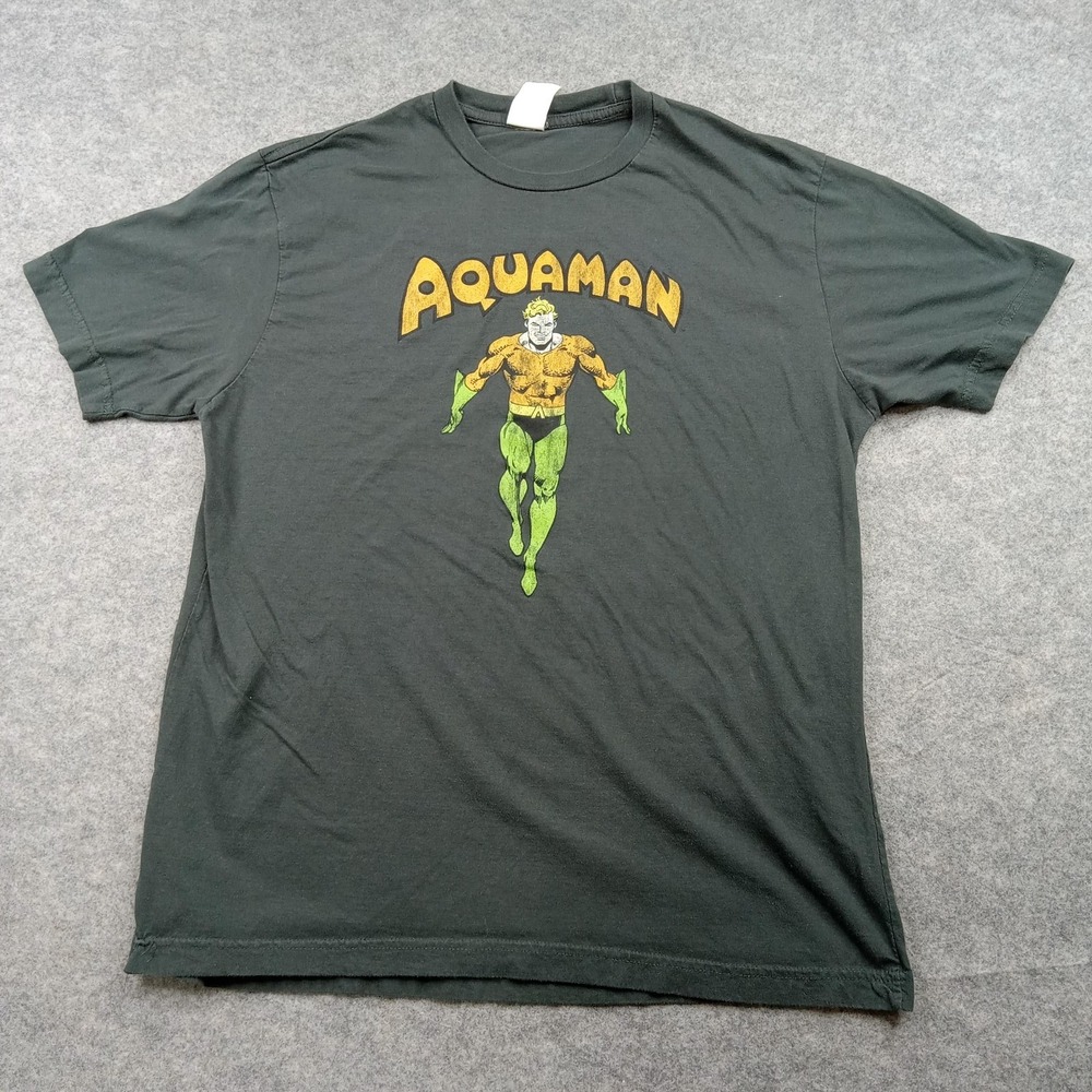 Aquaman Shirt Mens Large Black DC Comics Originals Graphic Superhero Tee T-Shirt